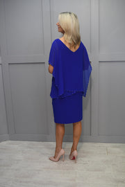 4772 Joseph Ribkoff Royal Blue Dress With Chiffon Overlay & Diamante Detail-233757 2922