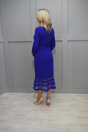 4888 Joseph Ribkoff Royal Blue Fishtail Dress With Sweetheart Neckline & Mesh Detail-233706 2922