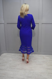 4888 Joseph Ribkoff Royal Blue Fishtail Dress With Sweetheart Neckline & Mesh Detail-233706 2922