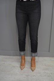 5002 Robell Rose 09 Black Washed Denim Jeans With Stud Cuff