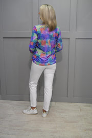YEW Multicolour Print Top With 1/2 Zip Detail- 3842 Harley