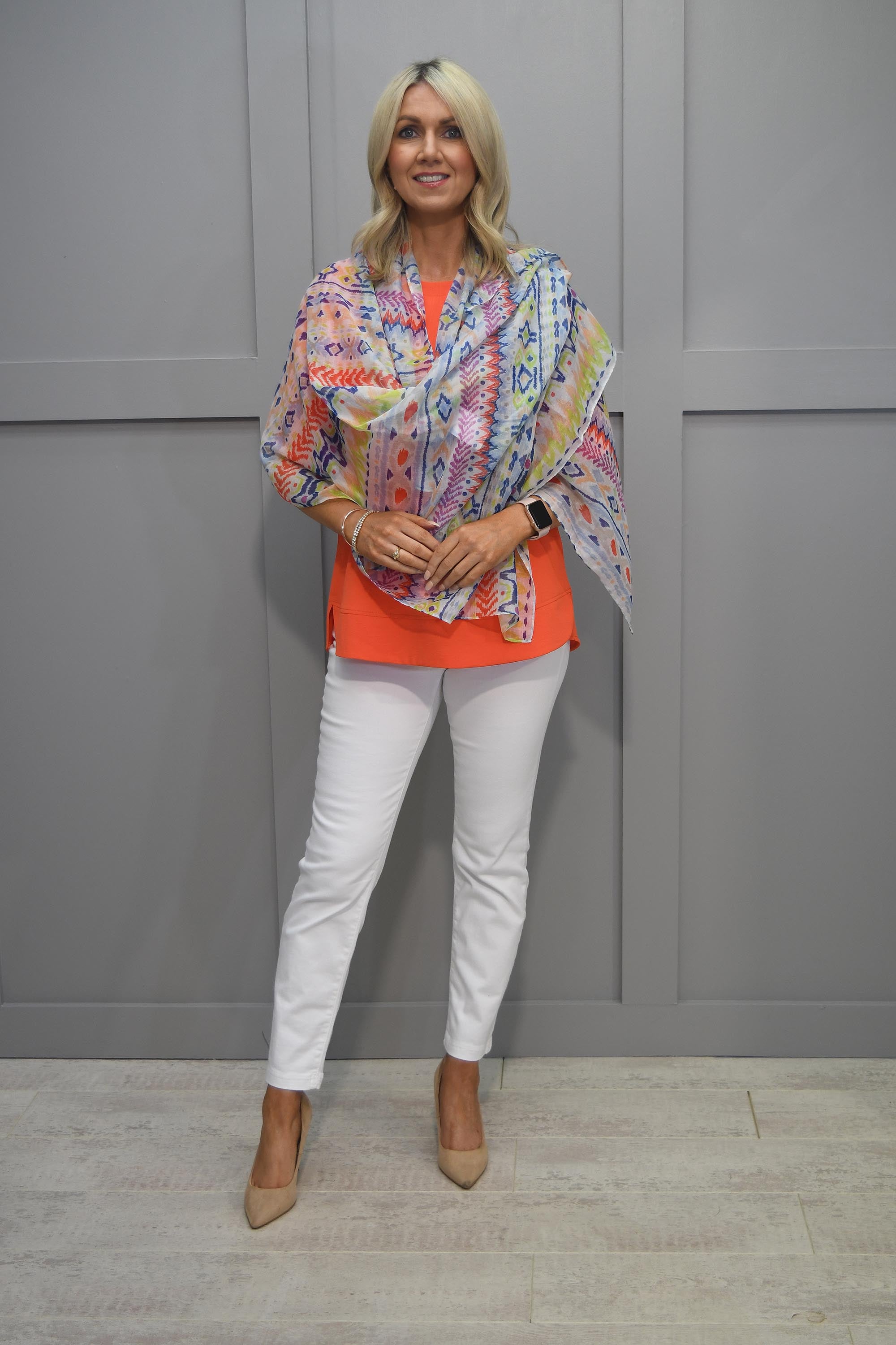 Bianca Multicolour Aztec Print Scarf-37515 52 499 Musi