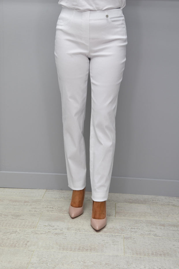 Robell Full Length Bella White Trousers - 51559 5499 10