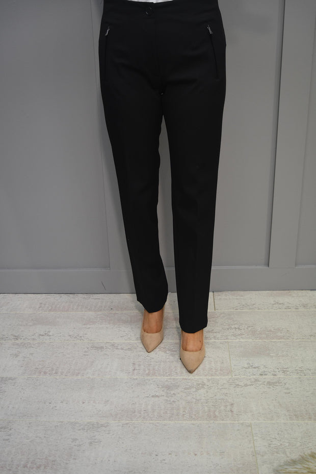 Zerres Jane Black Trouser With Front Zips - 04649 995 90