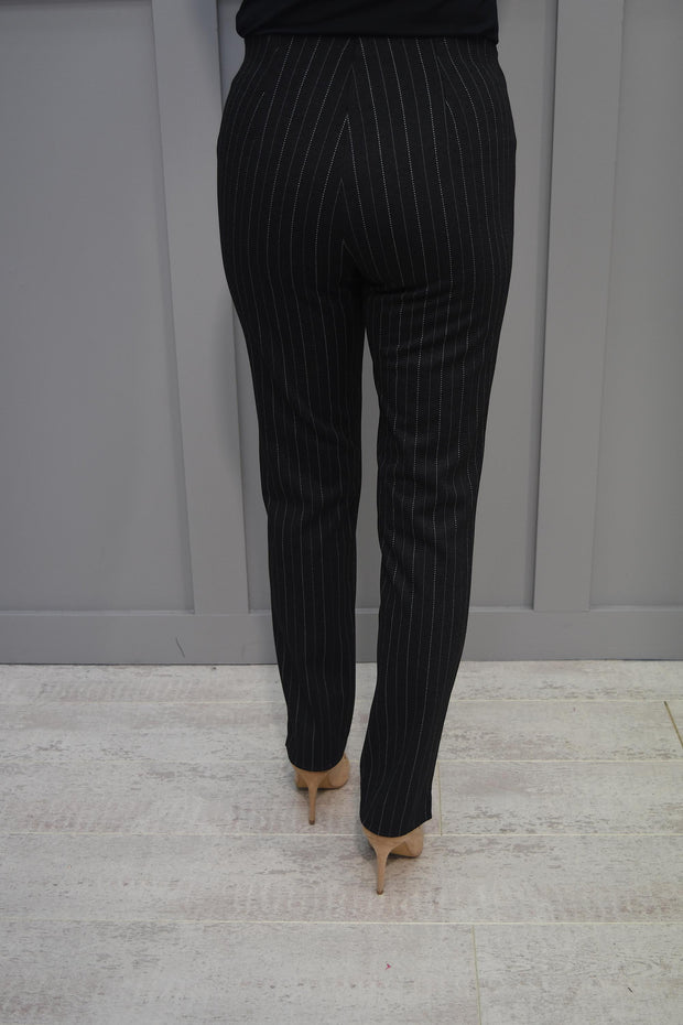 Robell Grey Pinstriped Modern Mimi Trousers With Front Zip - 52476 54583 95