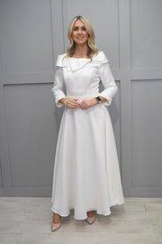 Couture Club Ivory Dress With 3/4 Sleeve, Bow Detail & Pearl Detail - 5G1D9PIQ