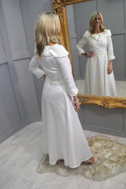 Couture Club Ivory Dress With 3/4 Sleeve, Bow Detail & Pearl Detail - 5G1D9PIQ