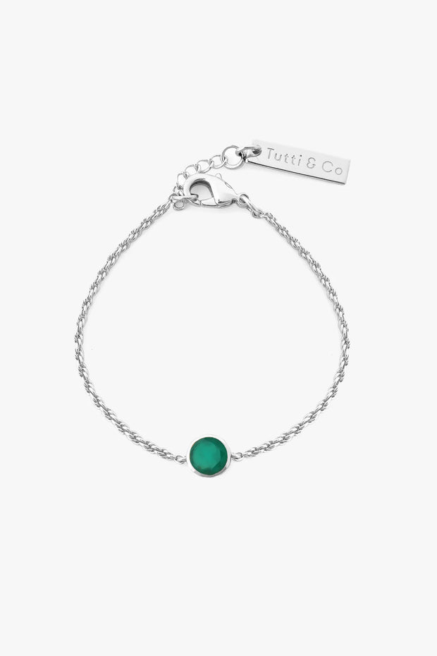 Tutti & Co Birthstone Bracelet Silver- Green Onyx (MAY) -BR594S
