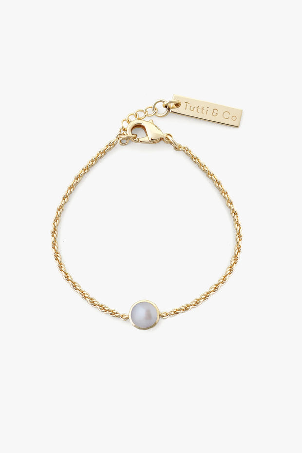 Tutti & Co Birthstone Bracelet Gold- Pearl (JUNE) -BR595G