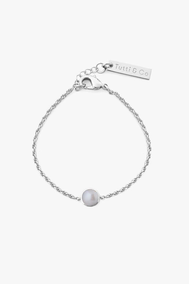 Tutti & Co Birthstone Bracelet Silver- Pearl (JUNE) -BR595S