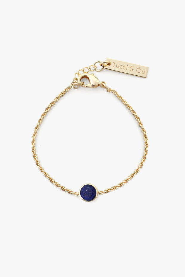 Tutti & Co Birthstone Bracelet Gold- Lapis Lazuli (SEPTEMBER) -BR598G