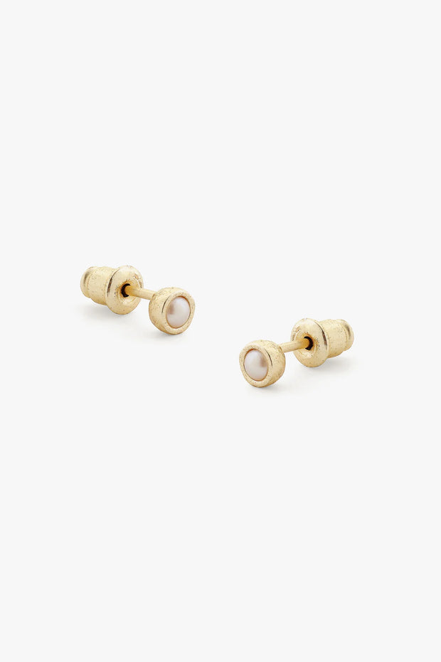 Tutti & Co Birthstone Stud Earrings Gold - Pearl (JUNE) EA568G