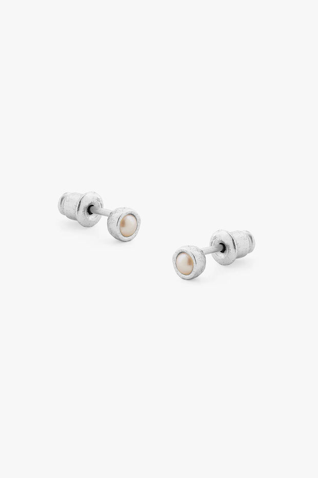 Tutti & Co Birthstone Stud Earrings Silver - Pearl (JUNE) EA568S
