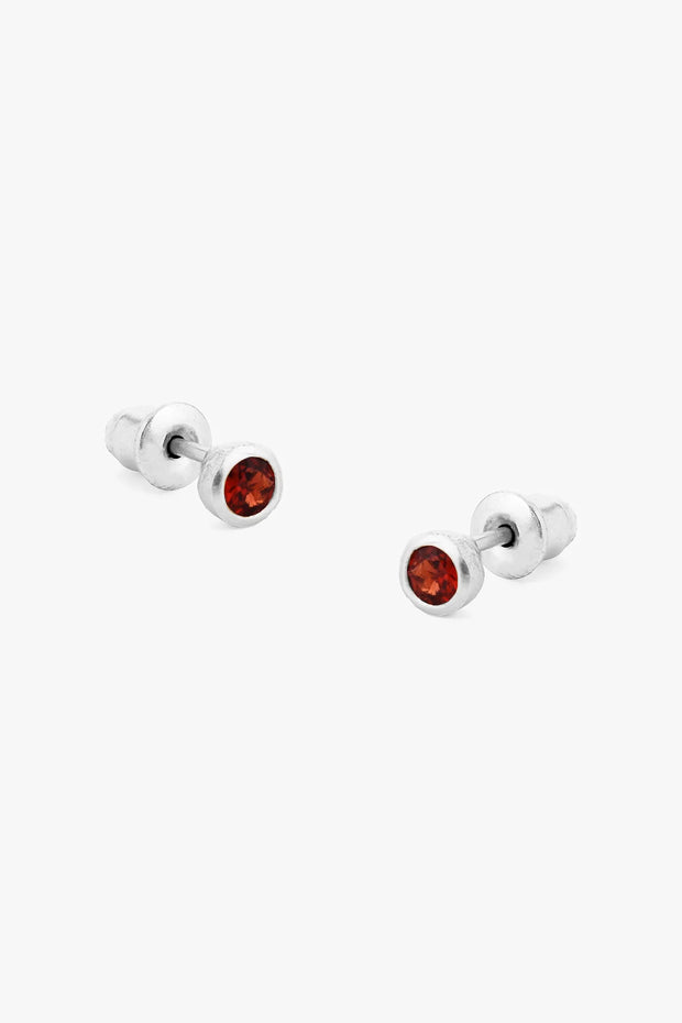 Tutti & Co Birthstone Stud Earrings Silver - Garnet (JANUARY) EA532S