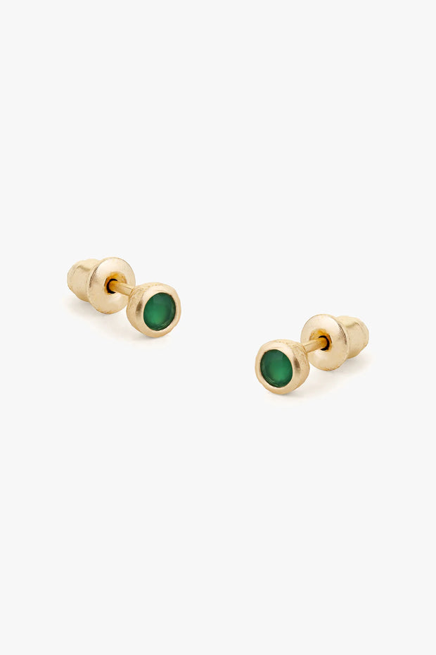 Tutti & Co Birthstone Stud Earrings Gold - Green Onyx (MAY) EA536G