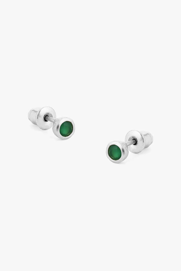 Tutti & Co Birthstone Stud Earrings Silver - Green Onyx (MAY) EA536S