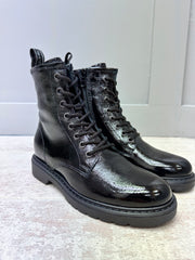 Nero Giardini Black Patent Leather Boot With Side Zip- 1309180D 100