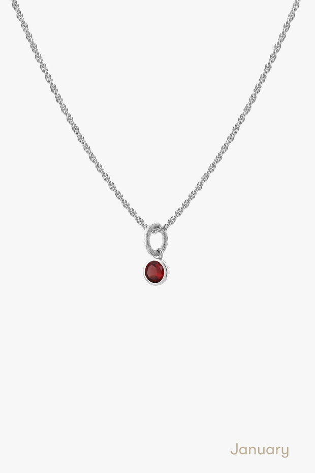 Tutti & Co Birthstone Necklace Silver- Garnet (JANUARY) -NE615S