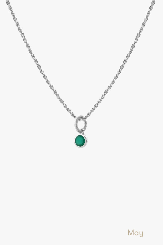 Tutti & Co Birthstone Necklace Silver- Green Onyx (MAY) -NE619S