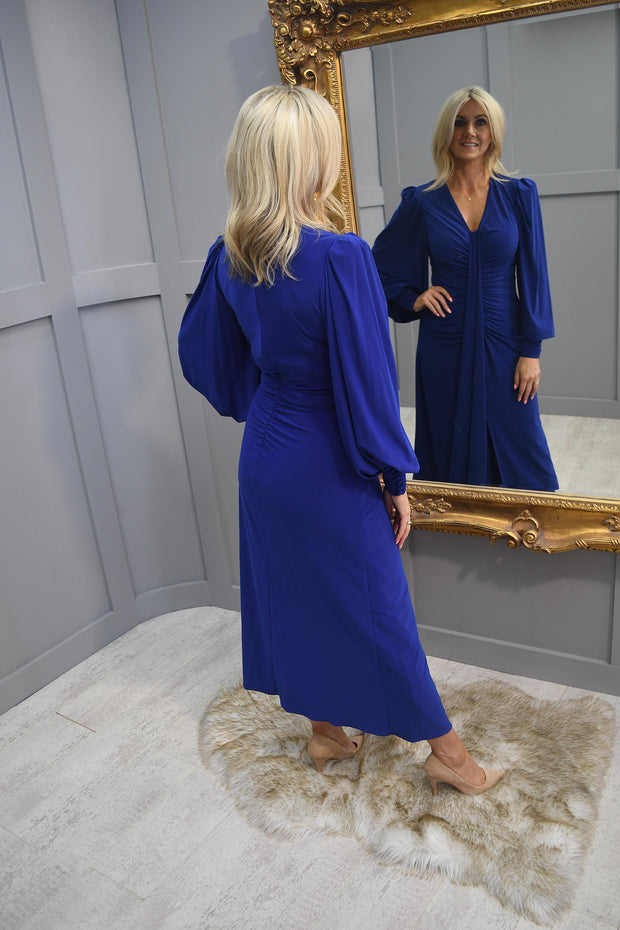 4699 Kate Cooper Royal Blue Jersey Dress With Draped Front- KCAW23161