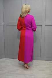 4732 Kate Cooper Red & Fuchsia Two Tone Dress with Knot Detail- KCAW23134
