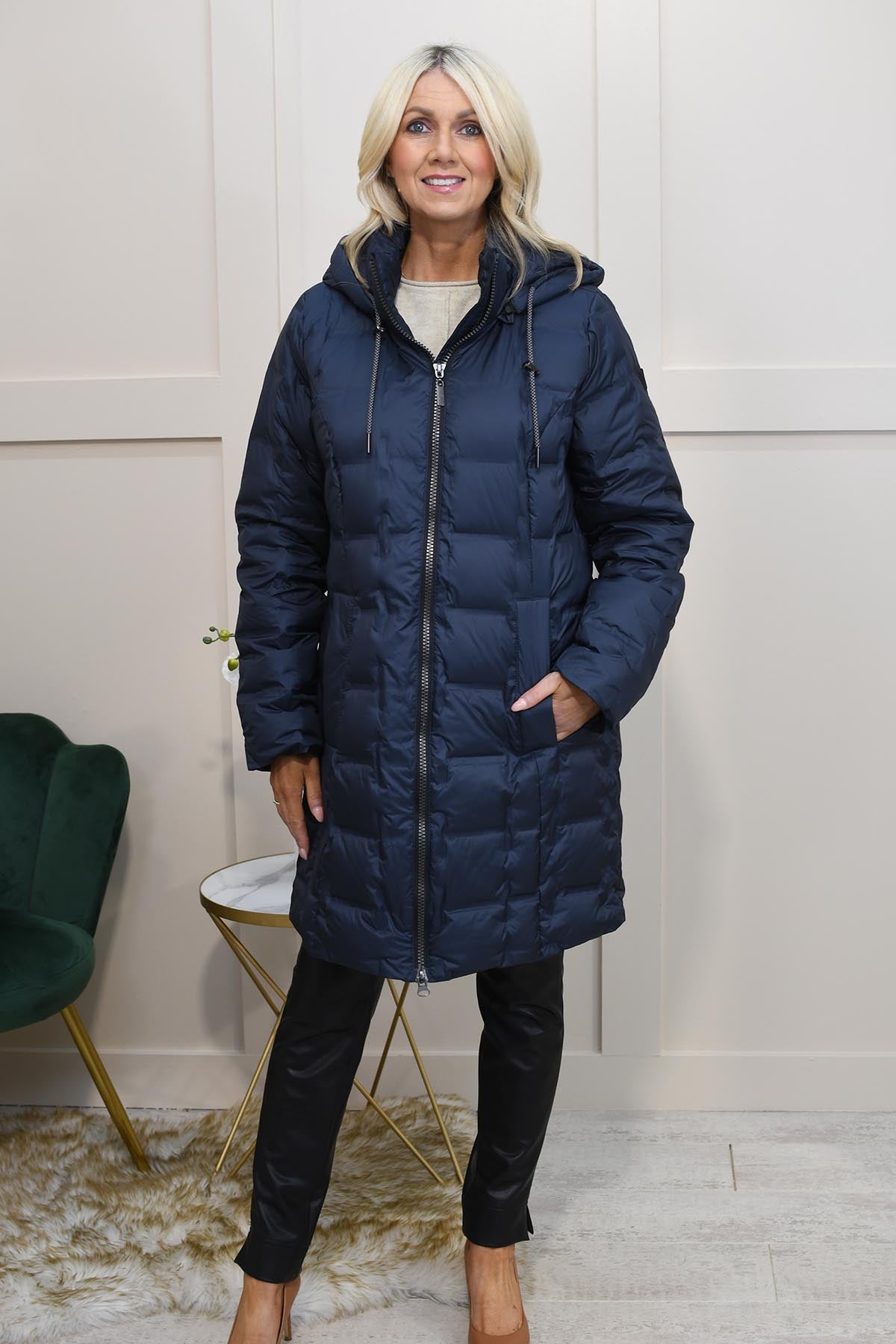 Doudoune D'hiver Femme Mi-longue à Capuche - Manteau Matelassé Imperméable Style Trench