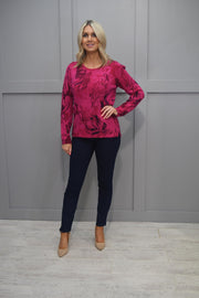 Rabe Cerise Knit with Purple Floral Diamante Pattern - 113616 1246