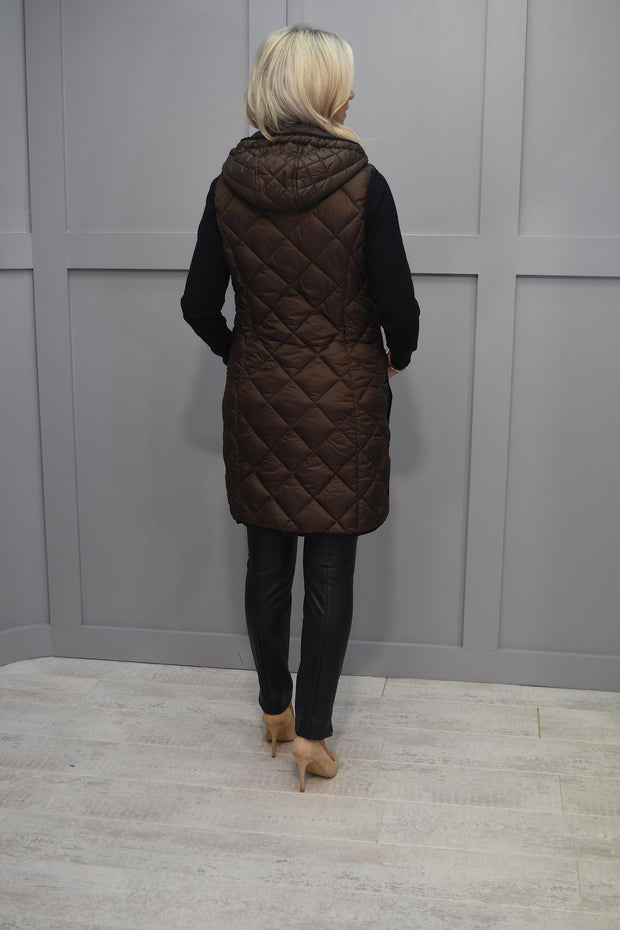 4868 Barbara Lebek Brown Quilted Gilet With Button Detail-31300032 370