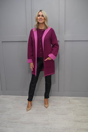 Marble Two Tone Mulberry & Pink Cardigan With Hood - 7196 205