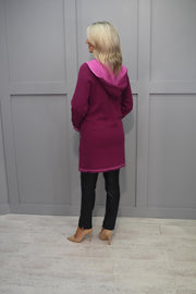 4874 Marble Two Tone Mulberry & Pink Cardigan With Hood - 7196 205