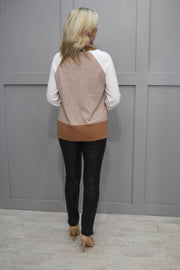 4876 Marble Cream & Tan Jumper With Detachable Scarf-7211 208