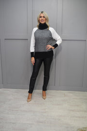 4882 Marble Black & White Jumper With Detachable Scarf-7211 101