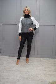 Marble Black & White Jumper With Detachable Scarf-7211 101
