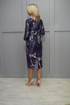 4890Carla Ruiz Black & Purple Aztec Sequin Midi Dress With V Neck -5007847581504