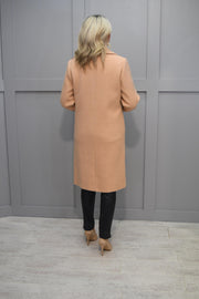 4998 Avalon Camel Woollen Duster Coat With Silver Button Detail- 346 Molly C
