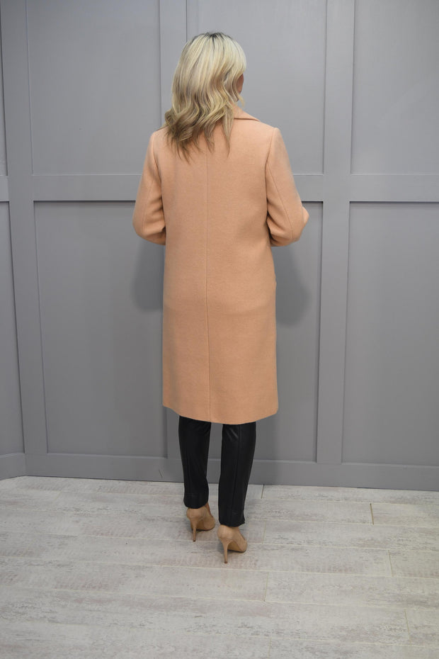 4998 Avalon Camel Woollen Duster Coat With Silver Button Detail- 346 Molly C