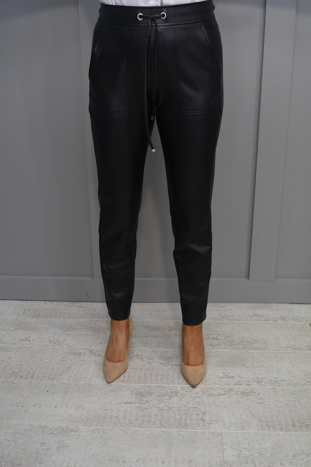 Robell Hygge Black Leatherette Trousers-53470 60042 90
