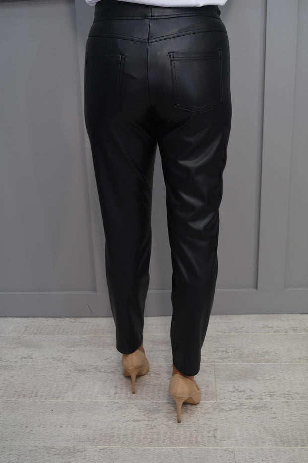5000 Robell Hygge Black Leatherette Trousers-53470 60042 90