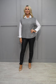 Betty Barclay Light Grey Sleeveless Sweater-5019/2249