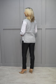 Bianca Grey Sweater Vest With Side Button Detail-28032 31 76