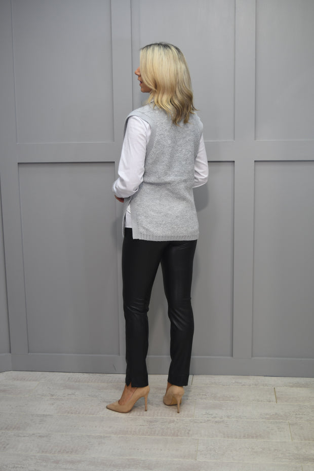 Bianca Grey Sweater Vest With Side Button Detail-28032 31 76