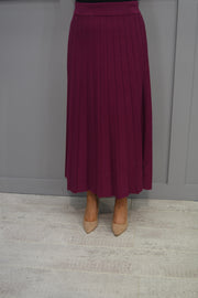 Marble Burgundy Knit Midi Skirt- 7176 205