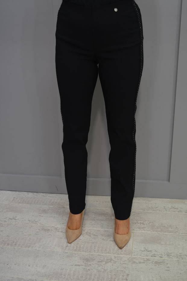 Robell Marie Black Trousers With Stud Detail-51532 5499 90