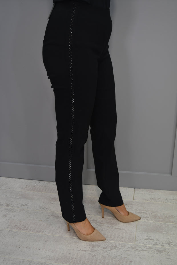 Robell Marie Black Trousers With Stud Detail-51532 5499 90