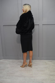 Kate Cooper Black Short Fur Jacket With Collar-KCAW23124