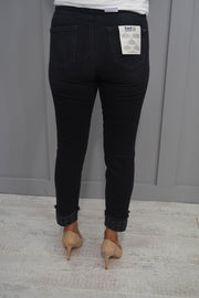Rabe Black Washed Denim Jeans With Diamante Cuff Detail- 51-221156