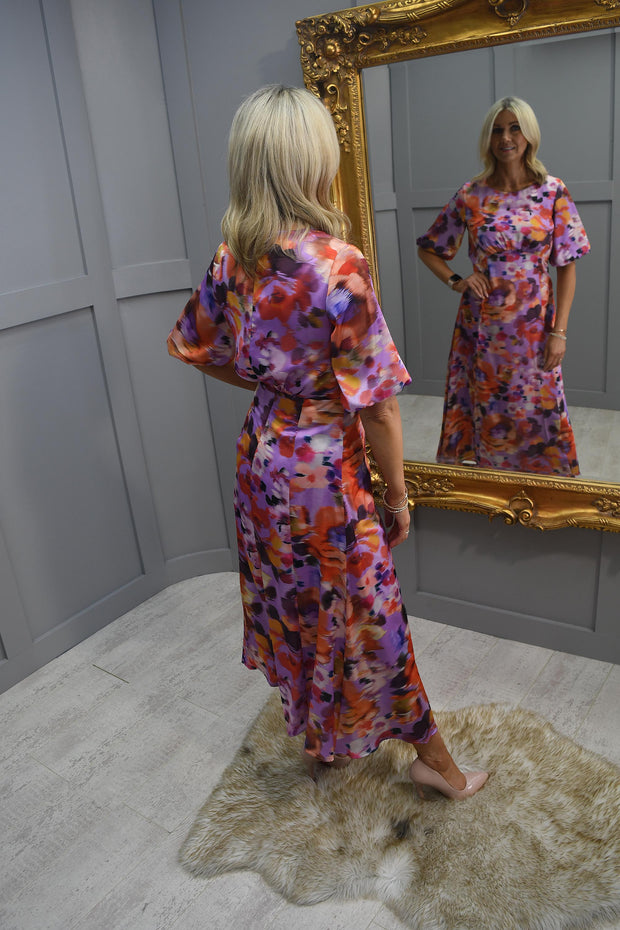 Kate Cooper Lilac Abstract Floral Print Dress- KCS24152