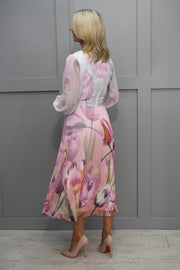 Lizabella Multi-Tonal Pink Tulip Print Dress With Diamante Waist Detail- L-24SS-2838-47