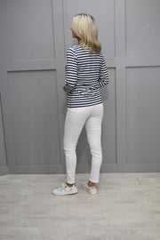 Rabe Navy & White Stripe Top With Graphic Print- 52-111354 2390