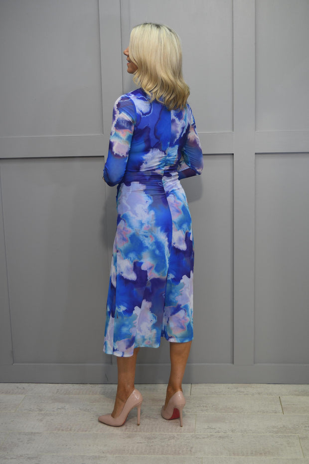 Tia Blue & Purple Abstract Print Ruched Dress-78810 7811 65